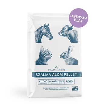 Pellet&amp;More Szalma Alom Pellet 15 kg Levendula Illattal